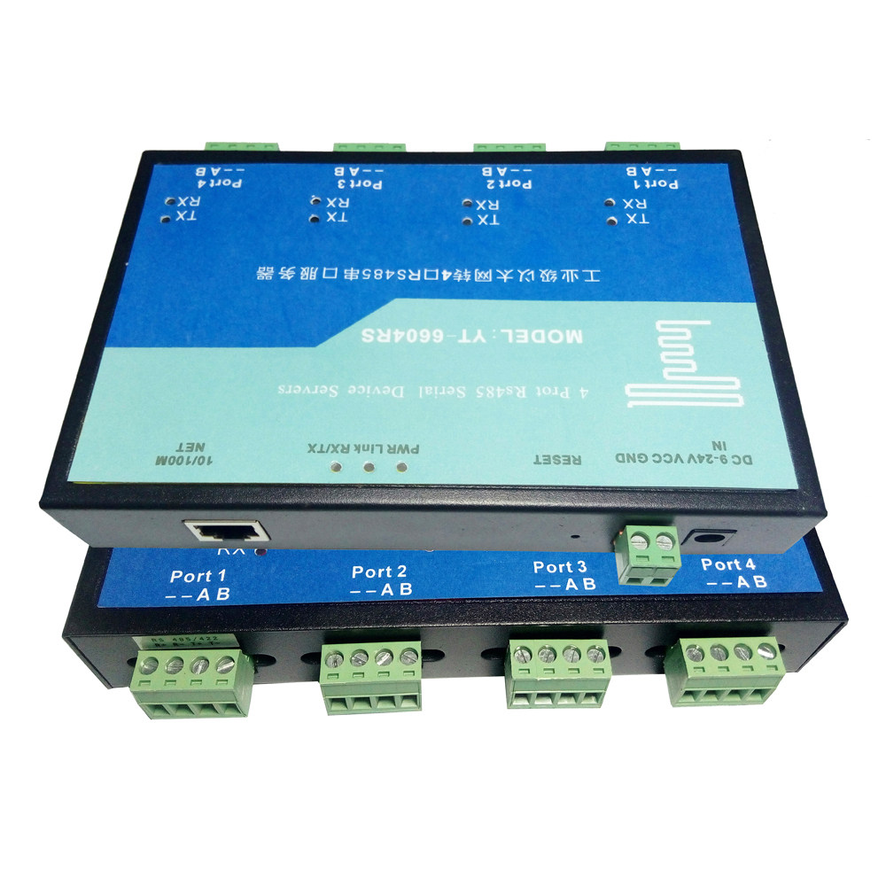 YT-6604RS Industrial Ethernet to 4 ports RS485 serial server modbus tcp 4 ports RS232