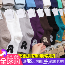 South Korea Dongdaemun Socks Women Midbarrel Socks Chains Chaodates Cute Student Socks Long Cylinder All Season Full Cotton Socks