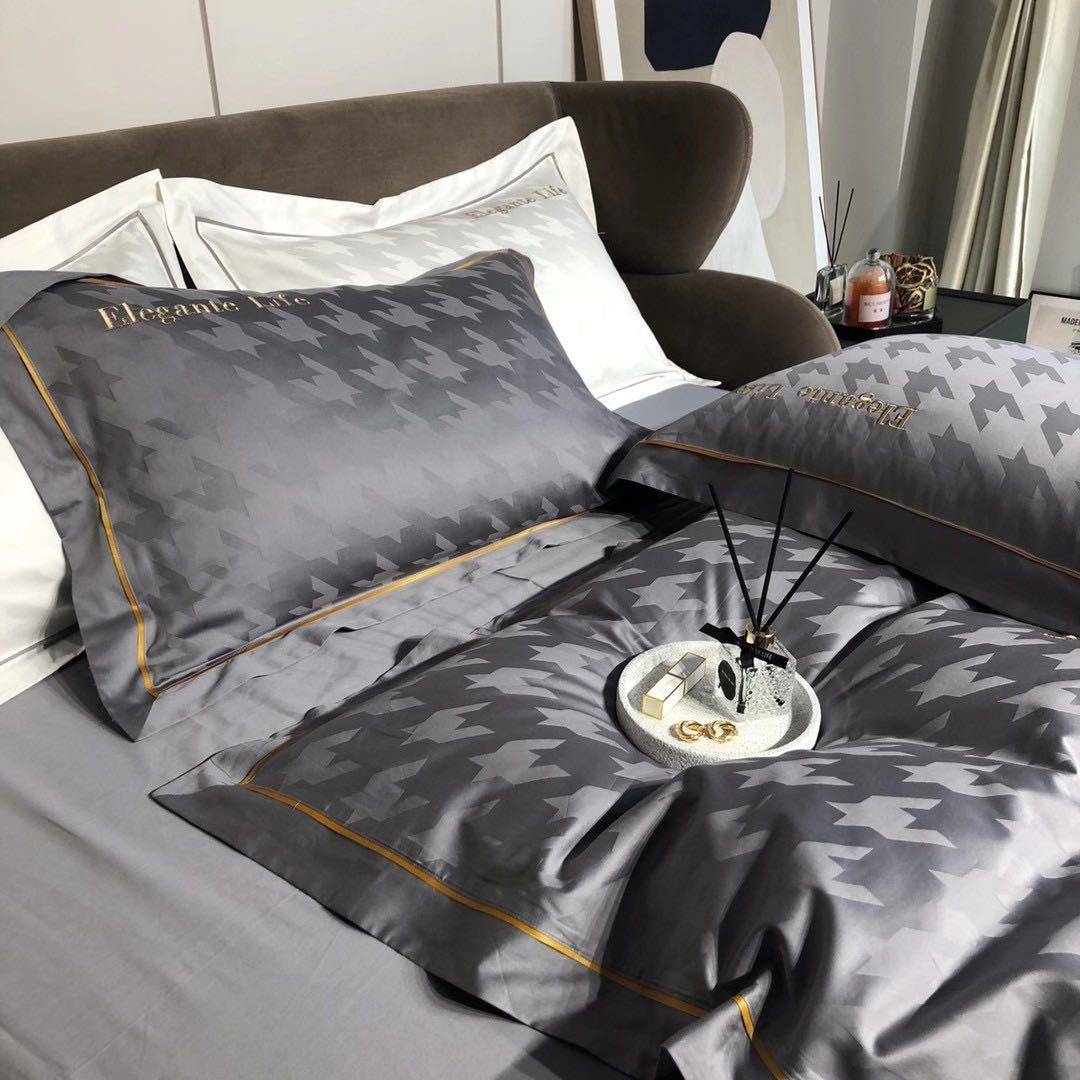 High-end atmosphere minimalist without simple light and luxurious 100 long suede cotton jacquard embroidery for four sets  