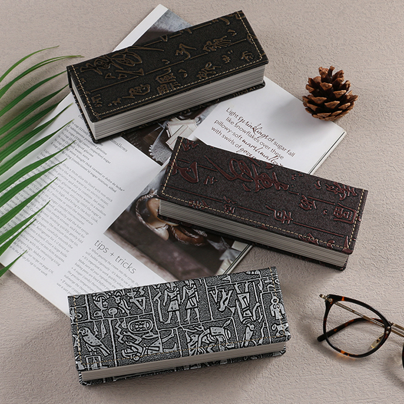 E88 Retro Literary Eyeglass Case with a High-End Feel, Portable for Men and Women, Anti-Pressure, Chinese Style, Large Frame for Nearsightedness, Creative Book-Shaped Case