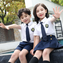 Kindergarten garden dress Summer graduation photo clothing Summer British style school uniform suit Summer childrens class dress Primary school students