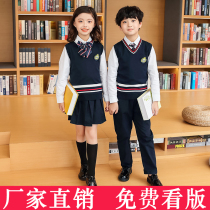 First grade primary school uniform spring and autumn suit British childrens class suit Kindergarten teacher garden suit Autumn three-piece set