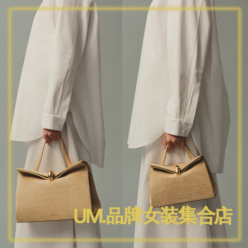 Original Jacquemus 26 Summer-Autumn New Fashion Solid Color Matte Calfskin Foldable Handbag Shoulder Bag Original Jacquemus 26 Summer-Autumn New Fashion Solid Color Matte Calfskin Foldable Handbag Shoulder Bag