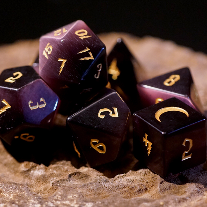 Mine Purple Cat Eye Stone Running Group Dice Ksu Rui's Concierge COC Run Team DND dice TRPG20 face color son
