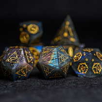 Natural labradorite running group dice COC dice DND dice Dungeons and Dragons Cthulhu running group starry sky gem