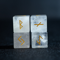 Natural white crystal Luen stone such as Neolithic stone Runes stone Luenfu 6 faces engraving original design