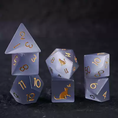 Gray Cat's Eye COC Running Group Dice DND Running Group Dungeons & Dragons Cthulhu Dice TRPG20 face cat theme