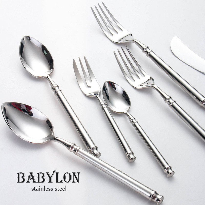 Babylon main dining knife fork spoon tea spoon cake fork 304 stainless steel sweet fork spoon thick and heavy foreign trade outlet