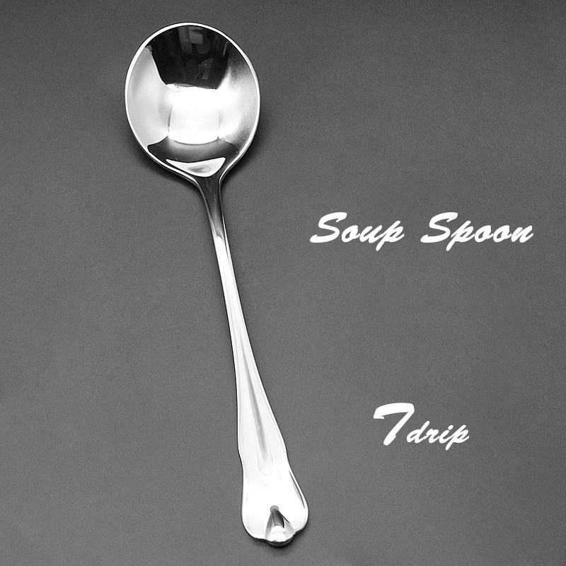 Thickened stainless steel spoon, round spoon, soup, more western food spoon, hotel dining room, household foreign trade export to Singapore