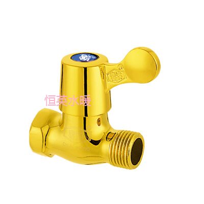 Spring Hong gilded gold plated copper color full copper internal and external straight valve water heater switch 4 points