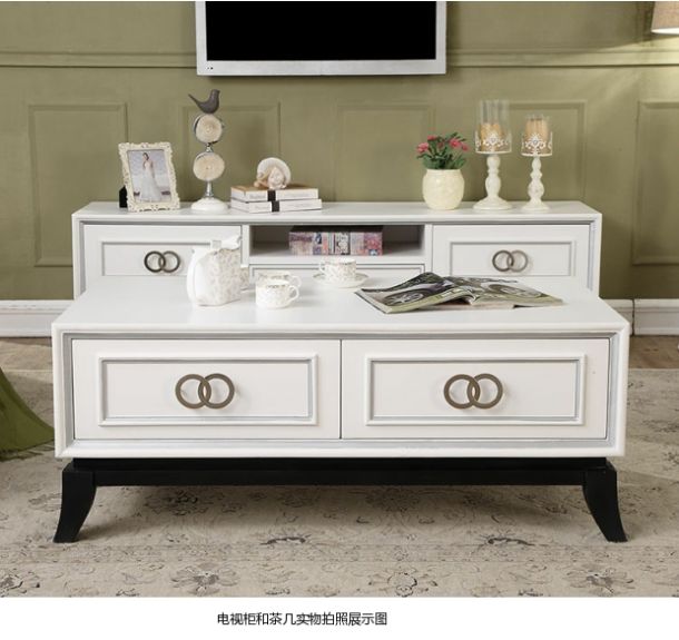 Phong cách Bắc Âu và Mỹ gỗ rắn tủ TV bàn cà phê góc kết hợp đặt gỗ rắn tủ TV bàn cà phê hoàn chỉnh bộ đồ nội thất gỗ rắn sofa gỗ đơn giản