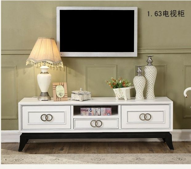 Đất nước Mỹ vườn gỗ hoàn chỉnh nội thất phòng khách kết hợp tổng thể Bàn cà phê Bắc Âu Tủ tivi màu trắng tối giản tủ trang trí phòng khách