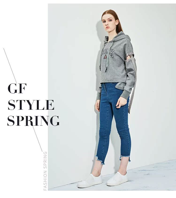 Z11 nữ quầy hàng áo khoác trùm đầu dài tay đích thực với cùng một đoạn Zhang Xin với cùng một chiếc áo len Z17DT151 - Áo len áo phao nữ