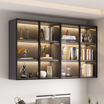 Hand-Made Model Glass Wall Cabinet, Wall-Mounted Bookshelf, Hanging Kitchen Shelf, Wall Display Cabinet, Bookshelf for Dining Room
