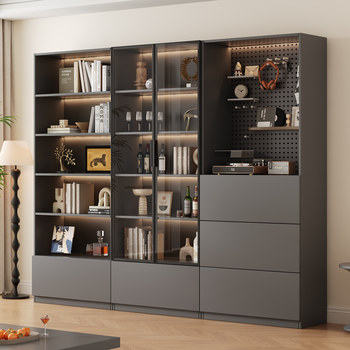 Full Wall Glass Door Perforated Board Display for Living Room, Home Use, Figurine, Lego Model, Bookcase, Wine Cabinet, Integrated Storage Bookshelf