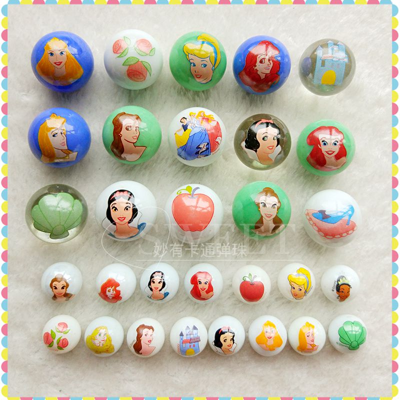 Cartoon girl loves Princess series glass marbles ball toy gift can be customized printed decal