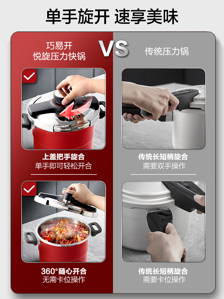 Supor 304 Stainless Steel Pressure Cooker for Home Use, New Small Pressure Cooker for Gas and Induction Cookers, Official Flagship Store