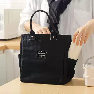With water cup level insulated bento box bag zipper portable thick waterproof aluminum foil lunch bag office worker with rice bag