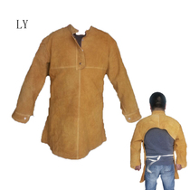  Leather welding clothing protective clothing long-sleeved apron welder clothing anti-flame retardant anti-splash high temperature resistant welding leather overalls