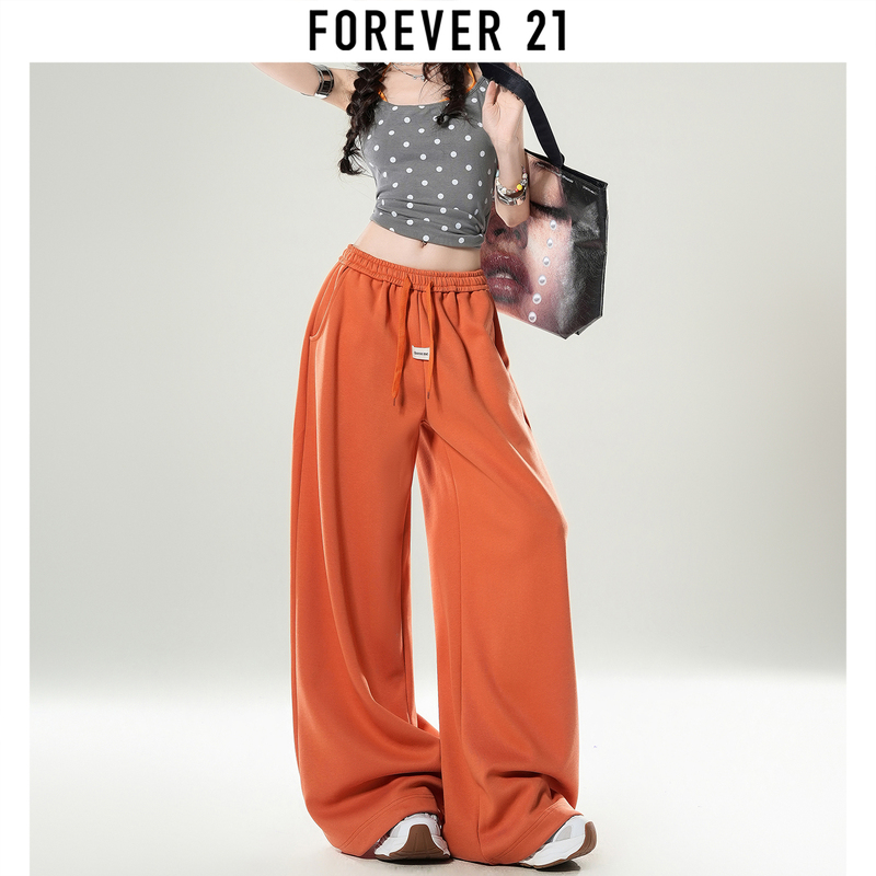 Forever 21 Summer Dopamine Orange High-Waisted Slimming Casual Pants Women's Drawstring Jazz Dance Fashion Sports Pants Forever 21 Summer Dopamine Orange High-Waisted Slimming Casual Pants Women's Drawstring Jazz Dance Fashion Sports Pants