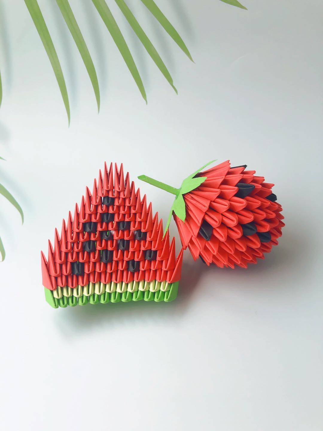 Strawberry Watermelon Triangle Insert Handmade Origami Finished Student Holiday Homework Material Package Semi-finished Product - Taobao