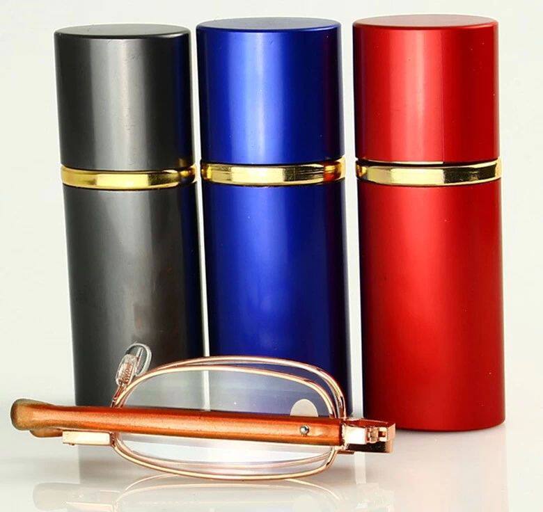 Small pen holder folded with portable light resin Old flower glasses 100 to 400 degrees Old light glasses male and female