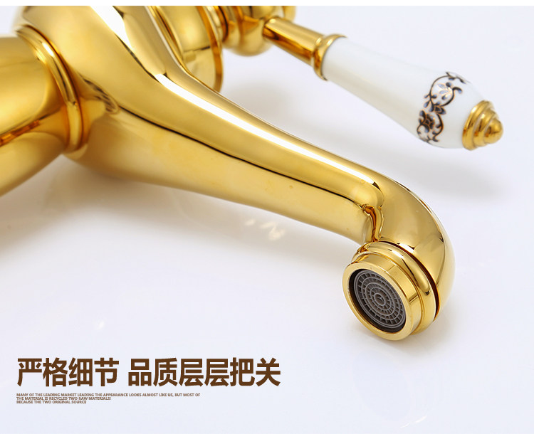 Golden magic lamp faucet, all-copper antique countertop basin, cold and hot faucet, single-hole raised washbasin, retro faucet undefined