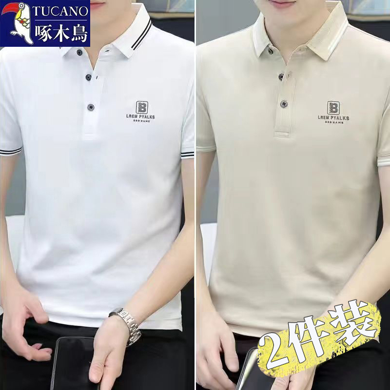 Woodpecker Summer New Men's Short-Sleeved Polo Shirt Korean Style Trendy Slim Lapel Embroidered Casual T-Shirt for Men Woodpecker Summer New Men's Short-Sleeved Polo Shirt Korean Style Trendy Slim Lapel Embroidered Casual T-Shirt for Men