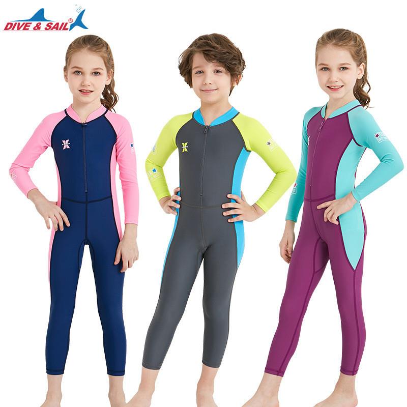 Children's swimsuit Long sleeves Long pants swimming sunscreen Speed Dry Conjoined Diving Suit Swimsuit Girl Boy Spa Clothing