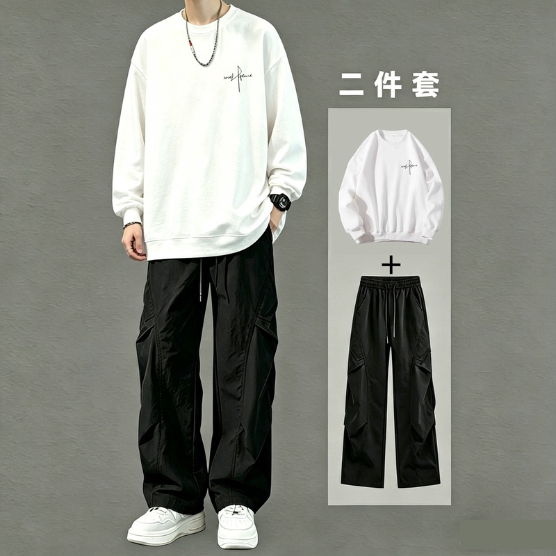 Handsome and Trendy Casual Suit for Men, Autumn Youth Student Sweatshirt Two-Piece Set, Cool and Handsome Men's Outfit Complete Set Handsome and Trendy Casual Suit for Men, Autumn Youth Student Sweatshirt Two-Piece Set, Cool and Handsome Men's Outfit Complete Set