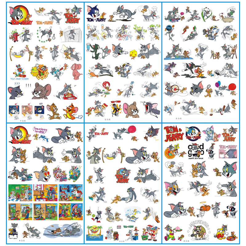 Toward the South Tom and Jerry Tattoo Stickers Tom Cat Jerry Waterproof Cartoon Tattoo Stickers for Boys and Girls