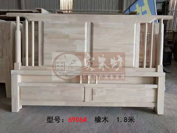 2019 mới hiện đại mới Trung Quốc trắng trống giường trắng phôi gỗ sồi giường trắng đầu giường mới Trung Quốc trắng gỗ rắn giường - Giường giuong sat