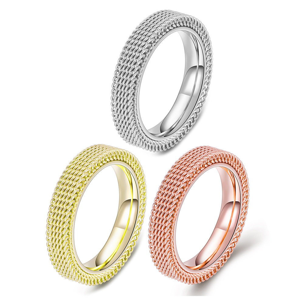 Jewelry Double Layer Mesh Hollow Titanium Steel Ring