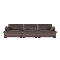 (15% subsidy) Guangchao Giselle sofa retro living room first layer cowhide straight row tofu block leather sofa
