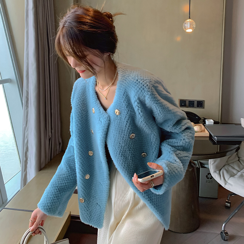 LMOMO temperament ladies Xiaoxiang lamb wool sheep shearling fur one-piece short fur coat women 2022 autumn and winter