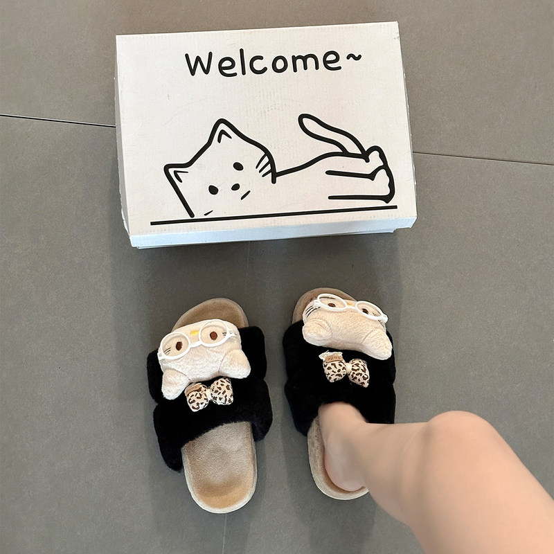 Gelato Gp Cartoon Cat Furry Slippers 2026 Autumn and Winter Women's Thick-Soled Non-Slip Slip-Ons for Outdoor Wear Lazy Shoes Gelato Gp Cartoon Cat Furry Slippers 2026 Autumn and Winter Women's Thick-Soled Non-Slip Slip-Ons for Outdoor Wear Lazy Shoes
