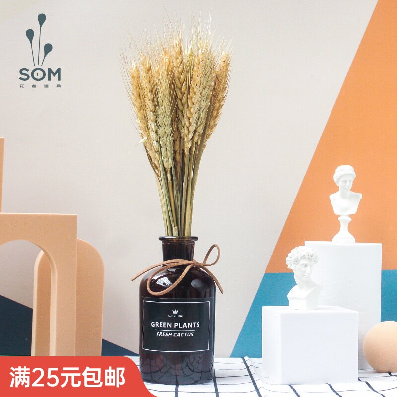 Flower point props brown vase with dry flowers photo utensils home decorations decorations wheat ears foxtail bouquet
