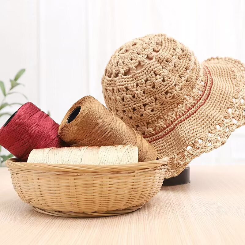 Silk-Gloss Cotton and Linen Flat Yarn for Handmade Crochet DIY Bags, Hats, Cushions, and Ice Silk Hollow Yarn