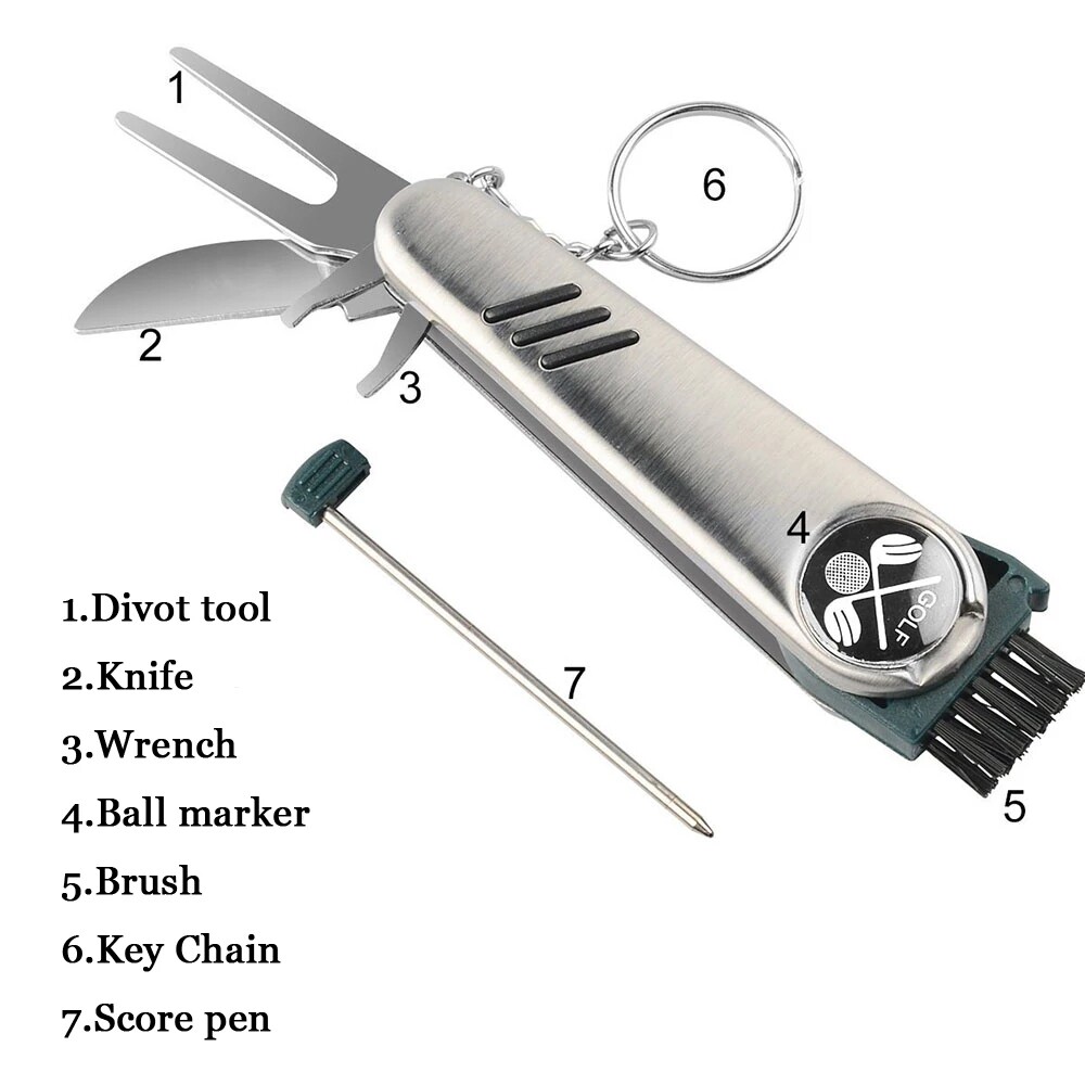 Golf multi - functional tool with Mark Green Fork Brush Pen Brush knife and other accessories