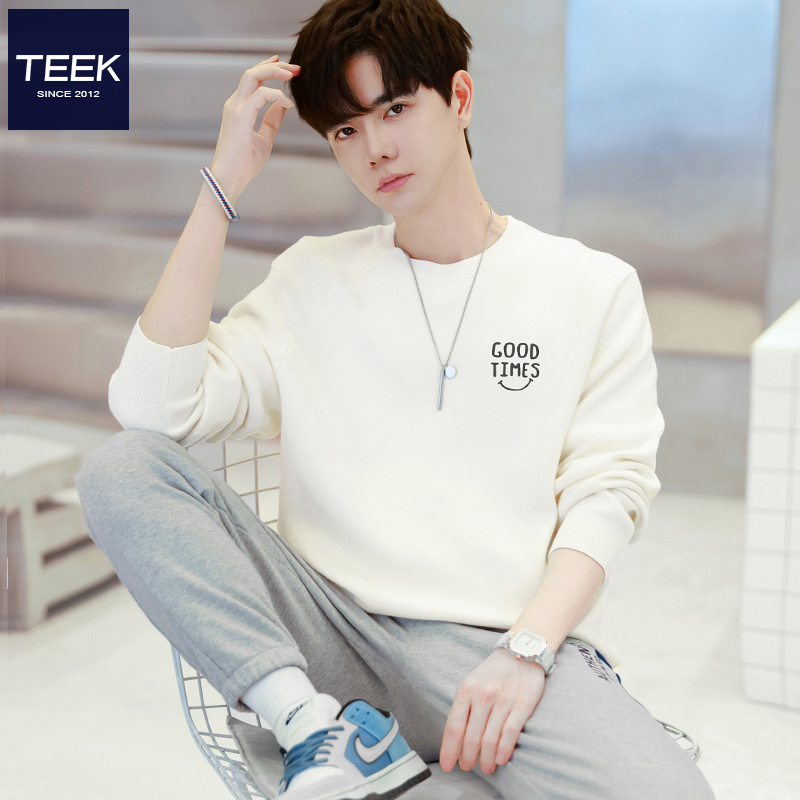 Teek White Men's Knitwear Spring Youth Base Layer Sweater 2026 Spring and Autumn New Style Trendy Sweater