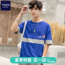 (Buy 1 get 1 off code clearance)Blue tide brand t-shirt mens short-sleeved pure cotton trend summer