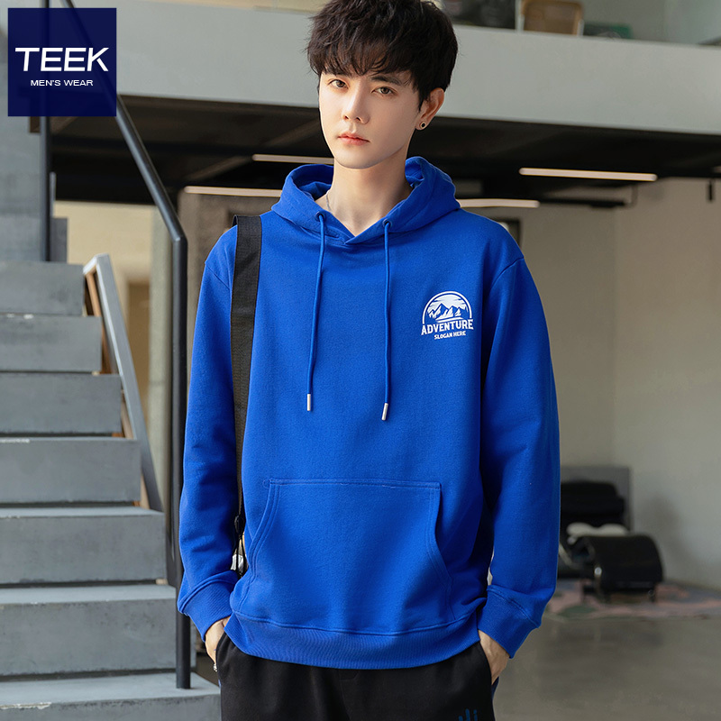 Teek2026 Spring Klein Blue Trendy Hoodie for Men with Hood, Spring Outfit for Teenagers, Stylish Jacket