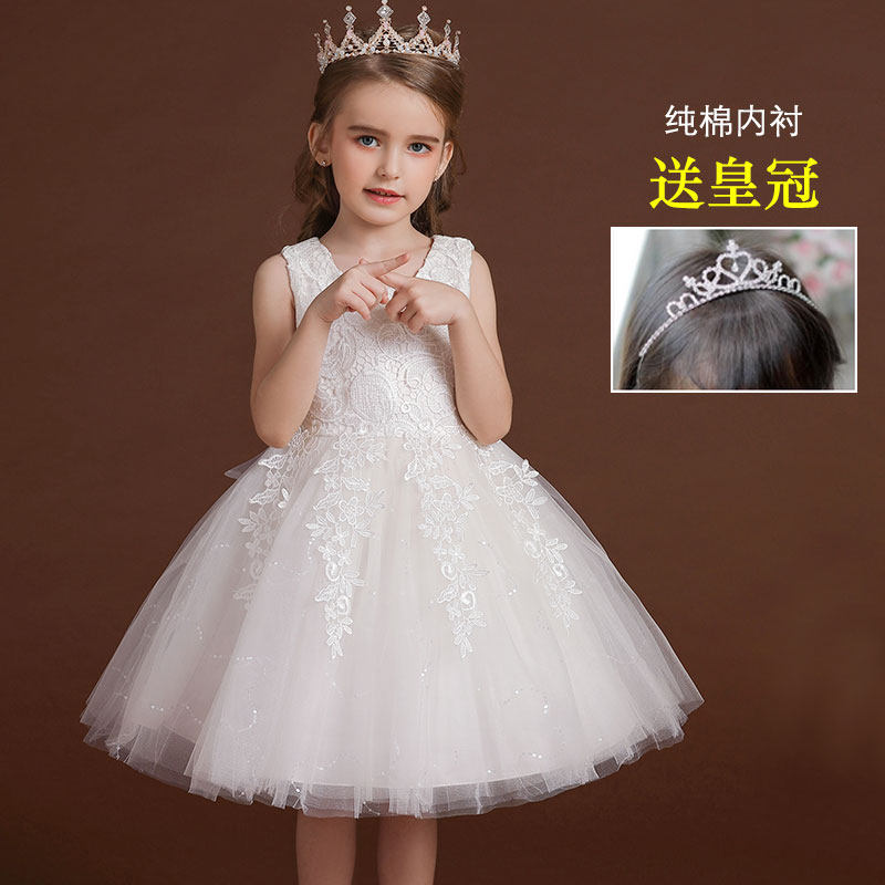 Girls dress summer children's white fluffy skirt flower girl wedding little girl dress skirt summer princess dress
