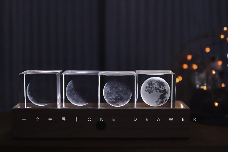 A Drawer 3D Simulated Moon Night Light Moon Cube Crystal Bedroom Decoration Birthday Gift