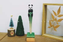 One Drawer Handmade Cute Panda Real Wood Carving Middle Sex Pen Black Water Pen Stationery Birthday Present