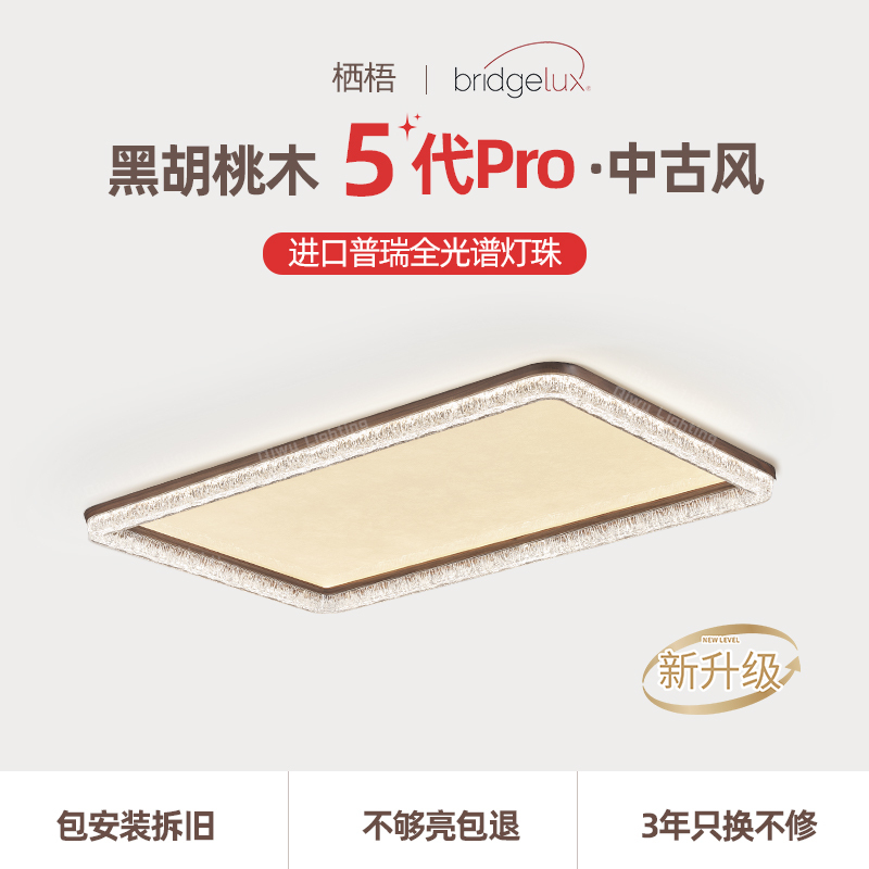 Song-Style Aesthetic Rectangular Living Room Main Light Ceiling Lamp, New Chinese-Style Vintage Eye-Protection Bedroom Walnut Wood Lighting Fixture Song-Style Aesthetic Rectangular Living Room Main Light Ceiling Lamp, New Chinese-Style Vintage Eye-Protection Bedroom Walnut Wood Lighting Fixture