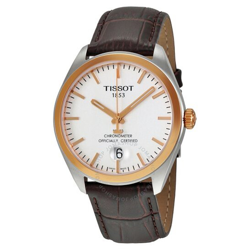 Швейцарские наручные часы 代购代购正品tissot天梭玫瑰金棕色带日历石英男表t101.451.26.0
