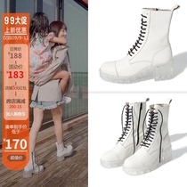 White Martin Boots Women 2021 New Joker Leather Short Boots with Stars Same Boots Women Summer