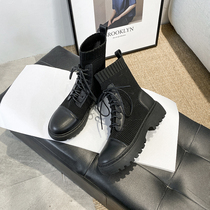 Martin boots female tide ins cool summer thin English style 2021 New breathable knitted thick-soled net Boots Boots women