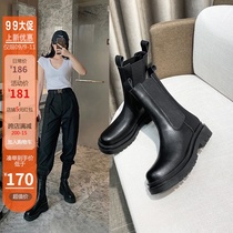 Martin boots female English style boots 2021 New Net red leather thick soled mona with Inner height short boots women